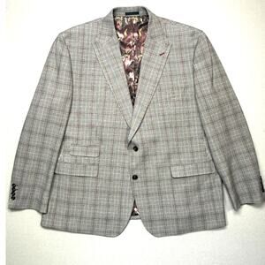 Tayion Collection Men's Classic-Fit Plaid Suit Jacket Black/red/white 50R $360
